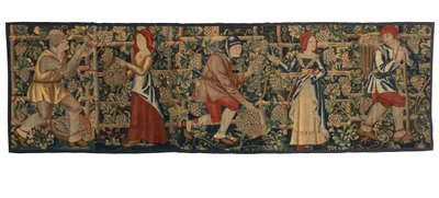 Wandtapijtfragment met wijnbouwers, mogelijk uit Doornik, ca. 1460-70 door Belgian School