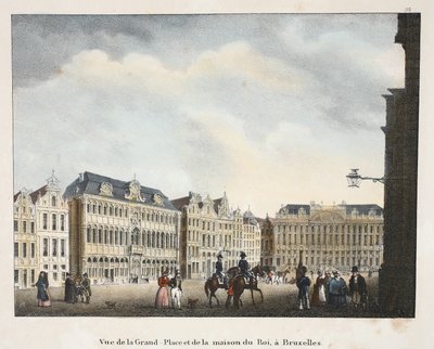 Uitzicht op de Grote Markt en het Koningshuis, in Brussel, ca. 1895 door Belgian School