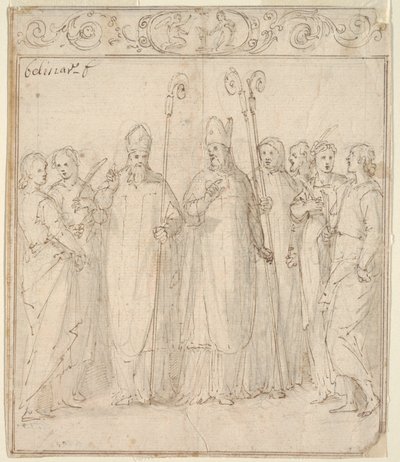Augustinus, Ambrosius en andere heiligen door Belisario Corenzio