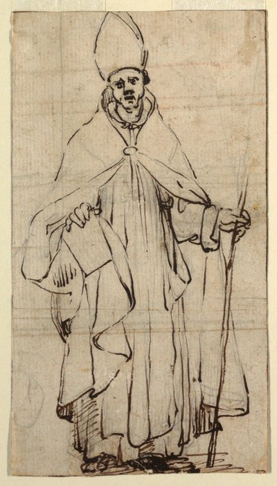 Tekening, Staande bisschop, ca. 1620 door Belisario Corenzio