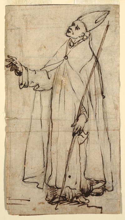 Tekening, Staande bisschop, ca. 1620 door Belisario Corenzio