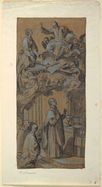Tekening, Visioen tijdens een mis, ca. 1630 door Belisario Corenzio