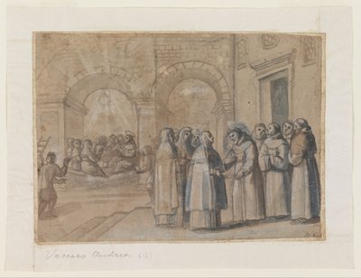Ontmoeting van de heiligen Franciscus en Clara door Belisario Corenzio