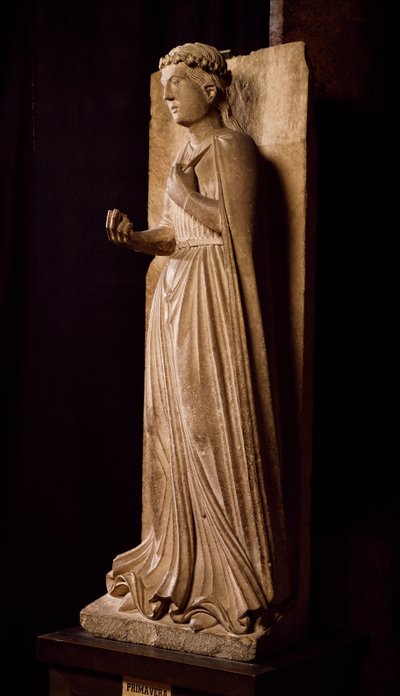 Lente, sculptuur uit Cyclus van Seizoenen door Benedetto Antelami