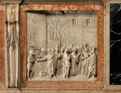 Crypte, Ark van de Heiligen Marcellinus en Petrus Exorcist, Benedict Briosco 1506-08, Sint Petrus bevrijdt Pauline van de Demon door Benedetto Briosco