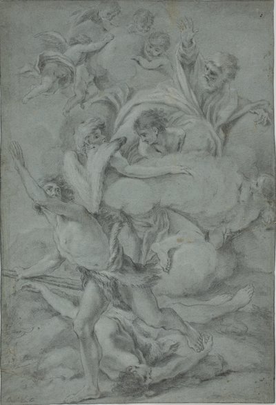 God vervloekt Kaïn na de moord op Abel door Benedetto Luti