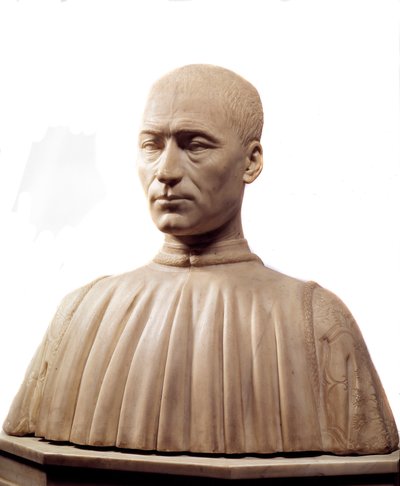 Buste van Philippe Strozzi (of Filippo) (1489-1538), Italiaanse condottiere en politicus. Marmeren sculptuur door Benedetto da Maiano (1442-1497) 15e eeuw Parijs, Louvre Museum. door Benedetto da Maiano