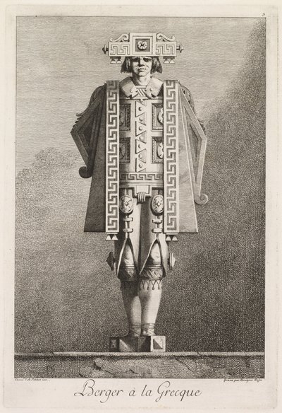 Mascarade à la Grecque: Berger à la Grecque (Plate 5) door Benigno Bossi
