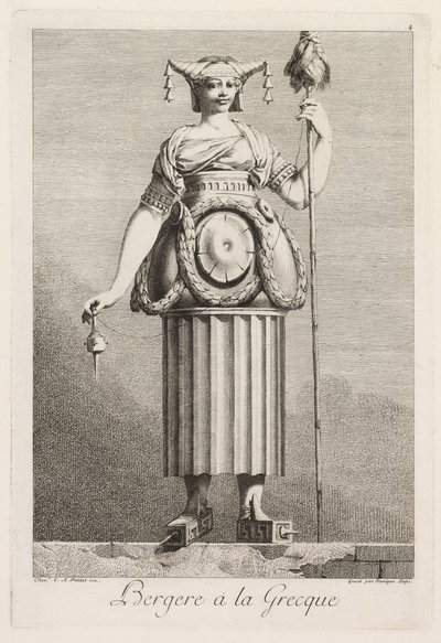 Mascarade à la Grecque: Bergère à la Grecque Plaat 4, 1771 door Benigno Bossi