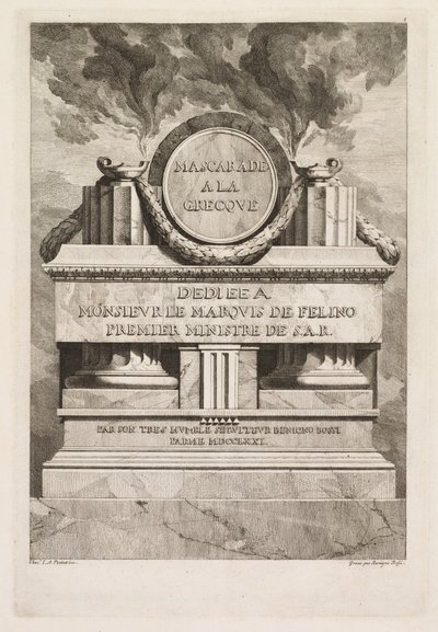 Mascarade à la Grecque: Dedication Page door Benigno Bossi