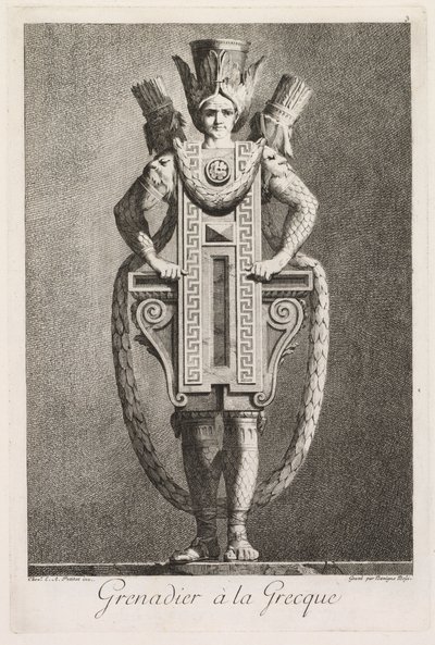 Mascarade à la Grecque: Grenadier à la Grecque (Plate 3) door Benigno Bossi