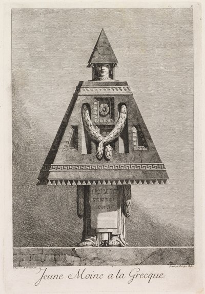 Mascarade à la Grecque: Jonge monnik à la Grecque Plaat 9, 1771 door Benigno Bossi