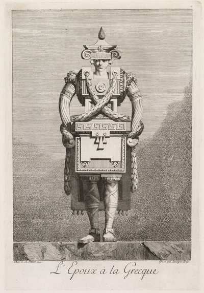 Mascarade à la Grecque: LEpoux à la Grecque Plaat 7, 1771 door Benigno Bossi
