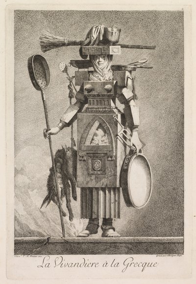 Mascarade à la Grecque: La Vivandière à la Grecque Plaat 2, 1771 door Benigno Bossi