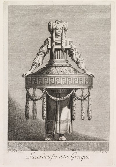 Mascarade à la Grecque: Sacerdotesse à la Grecque Plaat 8, 1771 door Benigno Bossi