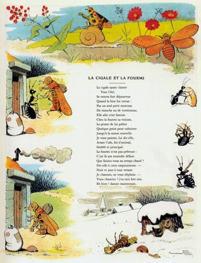 De Cicade en de Mier, illustratie uit 