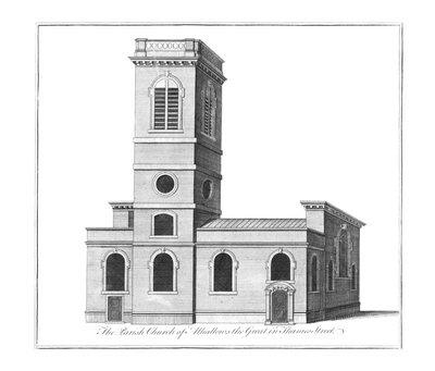 De Parochiekerk van Alhallows the Great in Thames Street door Benjamin Cole