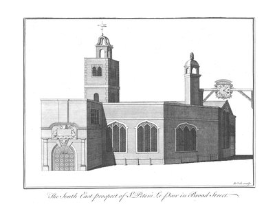 Het Zuidoostelijke Uitzicht op St. Peters Le Poor in Broad Street door Benjamin Cole