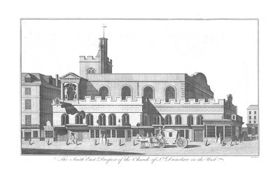 Het Zuidoostelijke Uitzicht van St. Dunstan in the West, ca. 1756 door Benjamin Cole