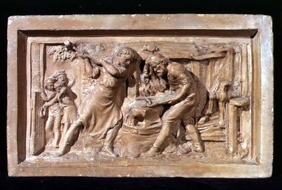 Mannen die aan een Aambeeld Werken, Plaquette door Benjamin Creswick