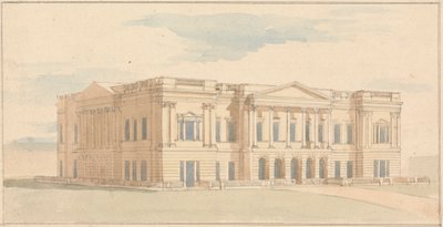 York House, Londen: Perspectiefweergave van de westelijke gevel door Benjamin Dean Wyatt