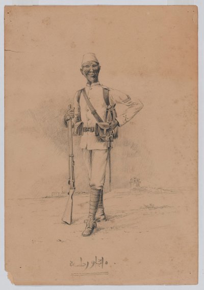 Een soldaat van het 10e Soedanese Bataljon, c.1889 door Benjamin Donisthorpe Alsop Donne