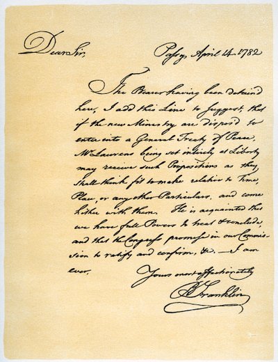 Brief van Benjamin Franklin aan David Hartley MP, 14 april 1782 door Benjamin Franklin