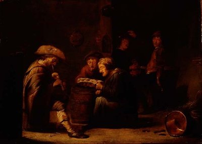 Taveerne interieur met twee zangers en een doedelzakspeler door Benjamin Gerritsz. Cuyp