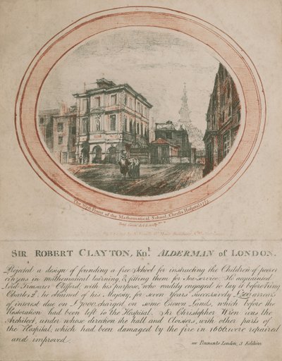 De westelijke voorgevel van de Wiskundeschool, Christs Hospital, 1775 door Benjamin Green