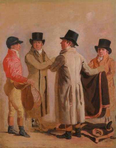 De jockey Frank Buckle, de eigenaar-fokker John Wastell, zijn trainer Robert Robson en een staljongen door Benjamin Marshall