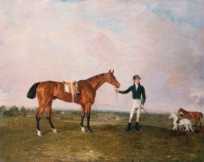 "Zinganee" vastgehouden door Sam Chifney Jr. in Newmarket, 1829 door Benjamin Marshall