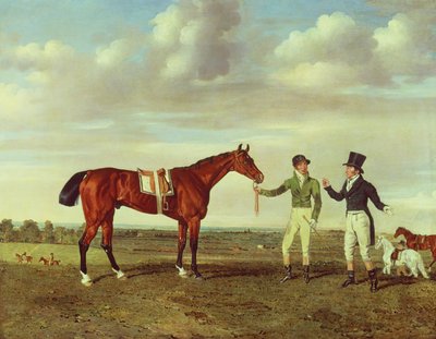 Zinganee vastgehouden door Sam Chifney Junior met de eigenaar Mr. William Chifney, in Newmarket door Benjamin Marshall