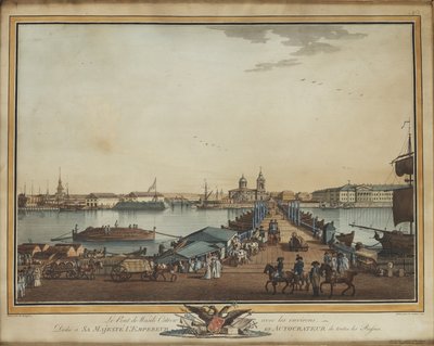 De Wisselbrug op het Vasilievsky-eiland, 1799 door Benjamin Paterssen