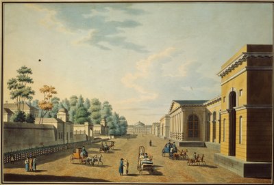 De kazerne van de Chevalier Guards gezien vanuit de Tauride-tuin, 1800s door Benjamin Paterssen