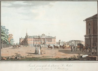 Uitzicht op het Michaelpaleis en het Connetableplein in St. Petersburg, 1800 door Benjamin Paterssen