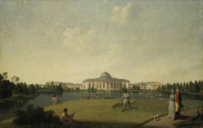 Uitzicht op het Tauride-paleis vanuit de tuin, voor 1797 door Benjamin Paterssen