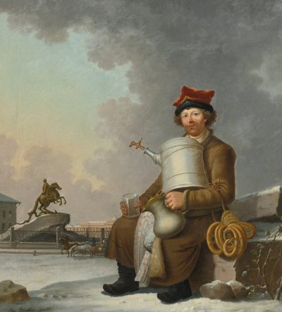 Sbiten-verkoper in Sint-Petersburg - Schilderij van Benjamin Patersen (Paterssen) (1750-1815) door Benjamin Patersson