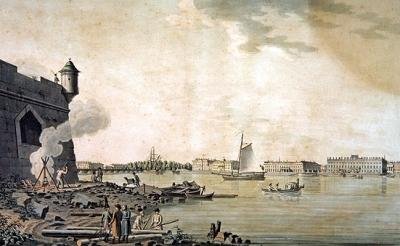 Uitzicht op het Marmeren Paleis, genomen vanaf de kant van de Peter en Paul Vesting, Sint-Petersburg door Benjamin Patersson