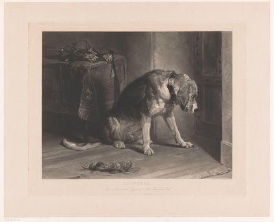 Hond wacht bij een deur door Benjamin Phelps Gibbon