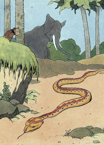 De slang in de Hof van Eden door Benjamin Rabier