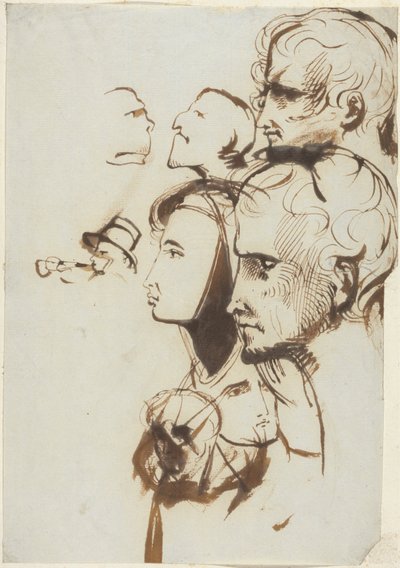 Studie van gezichten door Benjamin Robert Haydon