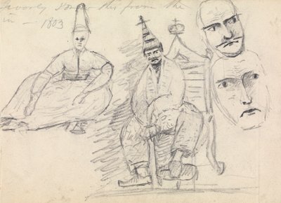 Studie van twee zittende mannen in hun traditionele kostuum door Benjamin Robert Haydon