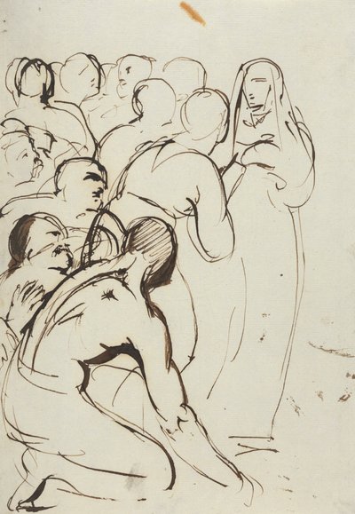 Studie van een groep figuren, knielend en staand door Benjamin Robert Haydon