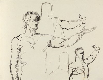 Studie van een man met uitgestrekte arm door Benjamin Robert Haydon