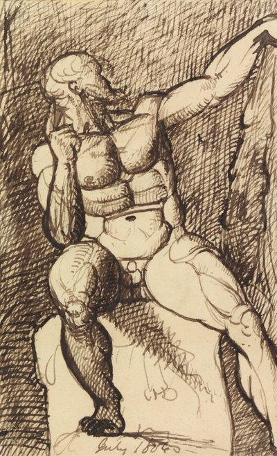 Studie van een zittende mannelijke naakt door Benjamin Robert Haydon