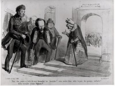 Dumas, Hugo en Balzac zoeken hun toelating tot de Franse Academie, illustratie uit 