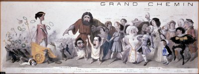 Le grand chemin de la postérité: voorstelling van tragedie en komedie - Lithografie door Benjamin Roubaud, Maison de Balzac, Parijs door Benjamin Roubaud