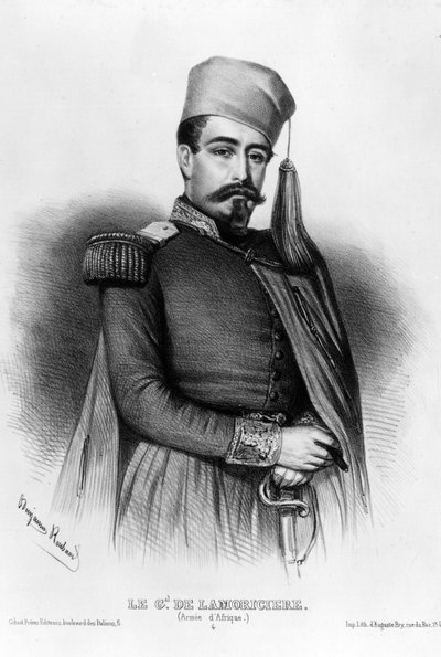 Portret van Louis Jucault de Lamoriciere (1806-1865), Franse generaal (tekening) door Benjamin Roubaud