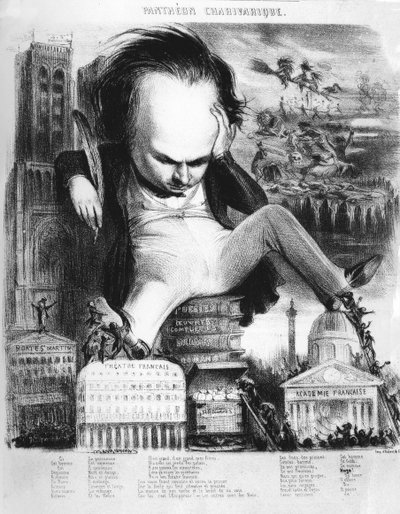Victor Hugo (1802 - 1885), Franse schrijver, Karikatuur van Benjamin door Benjamin Roubaud