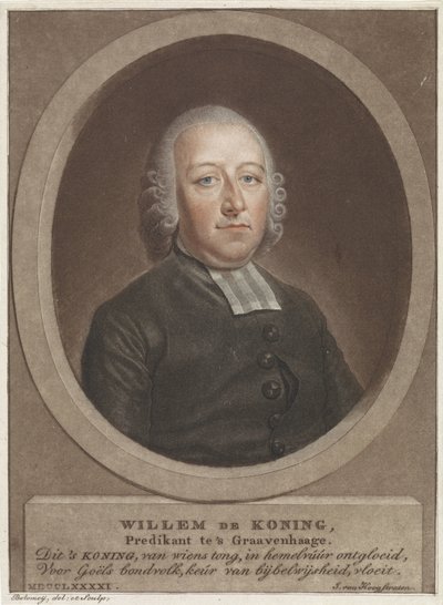 Portret van predikant Willem de Koning door Benjamin Samuel Bolomey